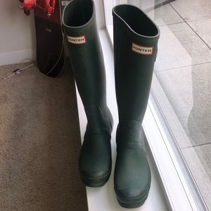 Army green hunter rain boots